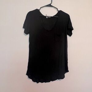 Black V-neck tee with pocket
